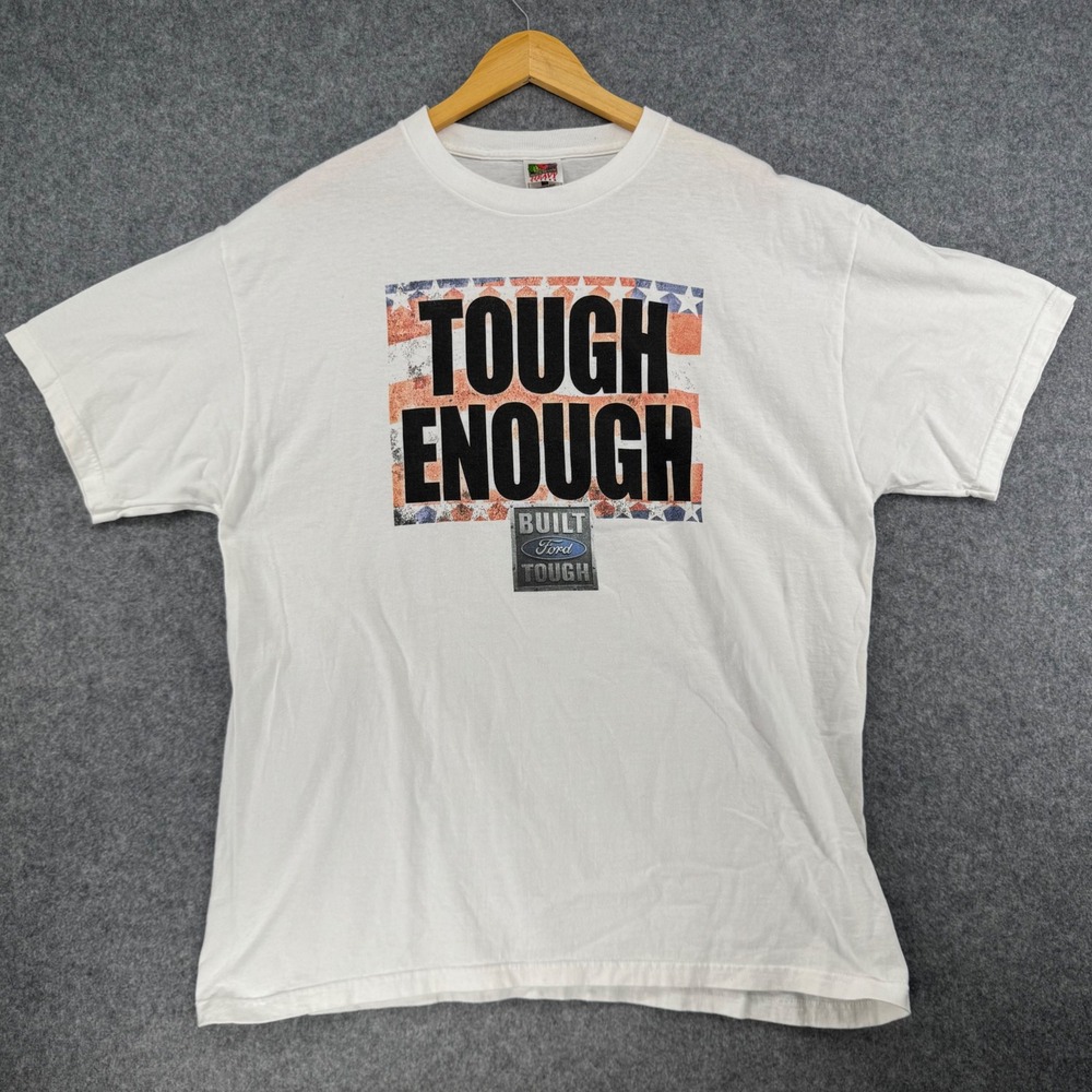 Vintage Ford Graphic T-Shirt Mens XL White Built Tough Truck American